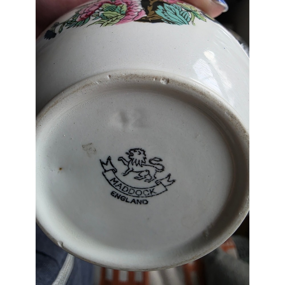 Vintage John Maddock Indian Tree Teapot England 1930s Floral Ironstone Gold Trim - Picture 3 of 16